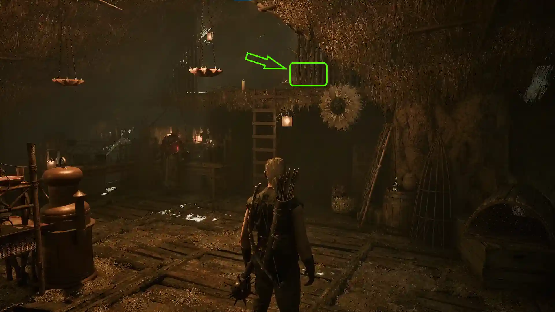 In-game screenshot showing the location of Cor Kalom's second-floor chest.